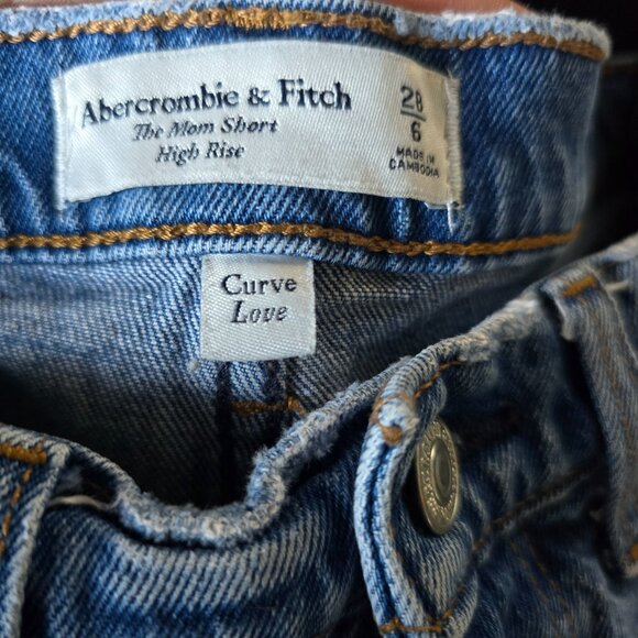 ABERROMBIE & FITCH ( 6 ) Blue Denim Mom Shorts High Rise Curve Love - Picture 4 of 5
